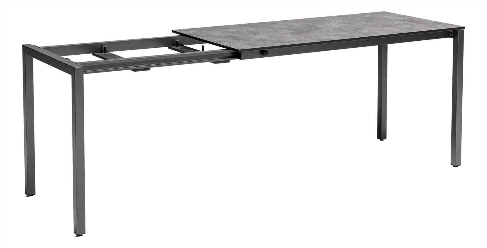 Kettler CUBIC HPL- Ausziehtisch 140/210x70 mit 6 Rasmus Stapelstuhl anthrazit