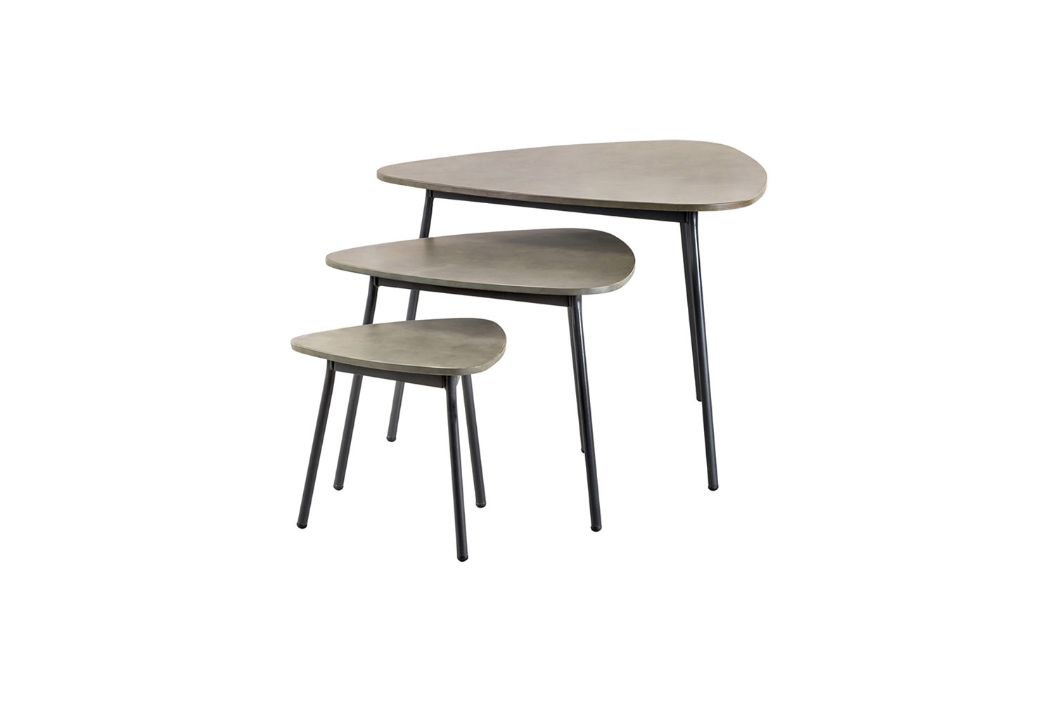 SUNS Kos Beistelltisch dreieckig 60x57x45 Stahlgestell MRG Tischplatte Stein