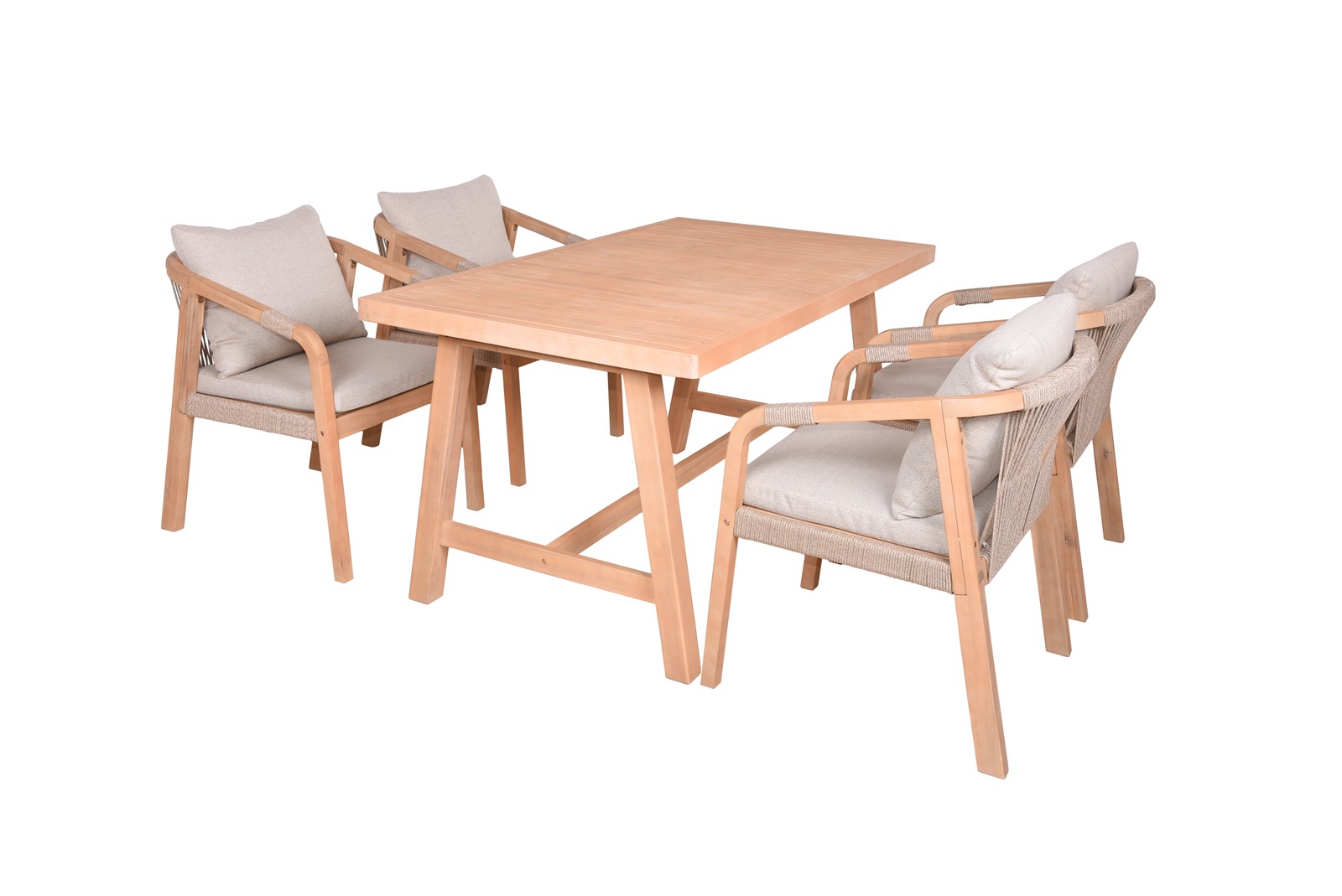 Bologna Dining Set Akazie Teak-Optik hell 5-teilig