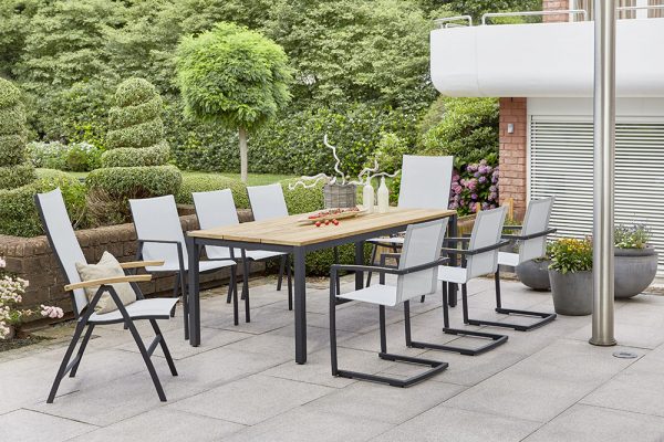 Diamond Garden Tisch Ravenna 130x80 cm/Edelstahl-Dunkelgrau/Recycled Teak Natur