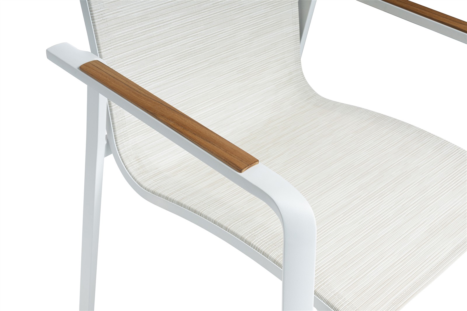KETTLER DIAMOND Stapelsessel Textilene Teak weiß matt/ beige