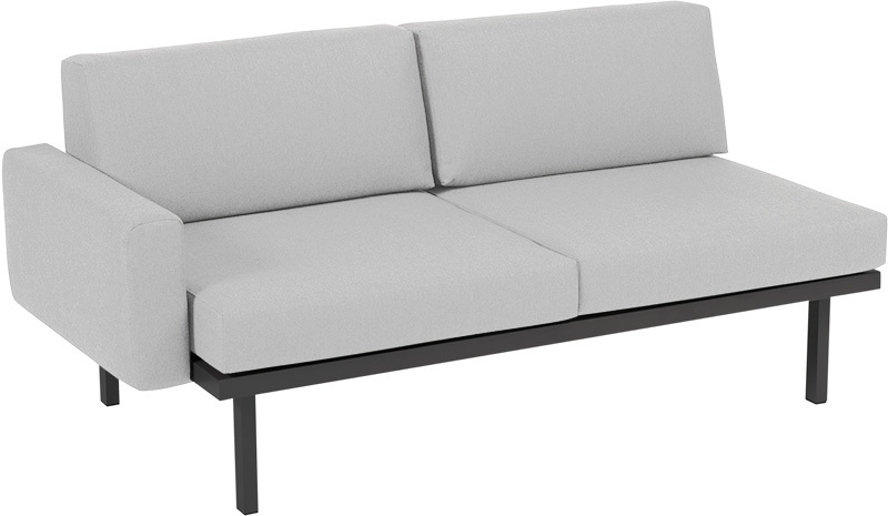 Karasek Modul Sylt 150x84 gepolsterte Armlehne rechts carbon D09 chalk