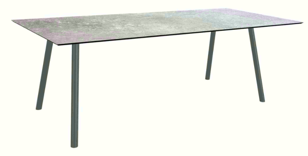 Stern Tisch 180x100 cm Rundrohr Aluminium anthrazit Tischplatte Silverstar 2.0 Vintage stone