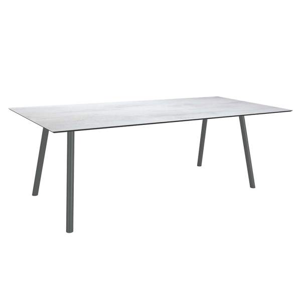 Stern Tisch 180x100 cm Rundrohr Aluminium anthrazit Tischplatte Silverstar 2.0 Zement hell