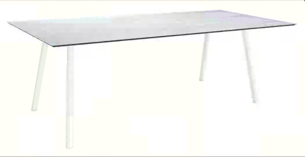 Stern Tisch 180x100 cm Rundrohr Aluminium weiß Tischplatte Silverstar 2.0 Zement hell