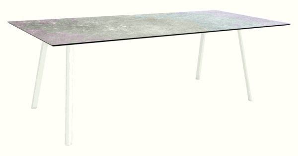 Stern Tisch 180x100 cm Rundrohr Aluminium weiß Tischplatte Silverstar 2.0 Vintage stone