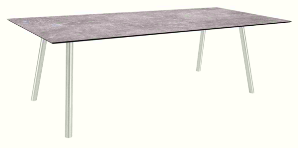 Stern Tisch 220x100 cm Rundrohr Edelstahl Tischplatte Silverstar 2.0 Metallic grau