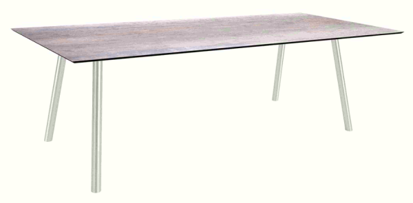 Stern Tisch 180x100 cm Rundrohr Edelstahl Tischplatte Silverstar 2.0 Zement hell