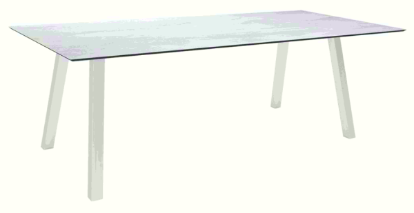 Stern Tisch 180x100 cm Vierkantrohr Edelstahl Tischplatte Silverstar 2.0 Zement hell